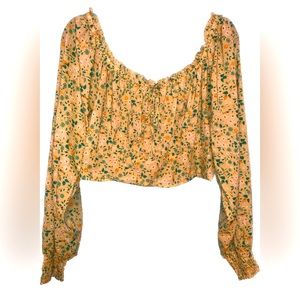 AERIE CROPPED FLORAL PRINT LONG SLEEVE